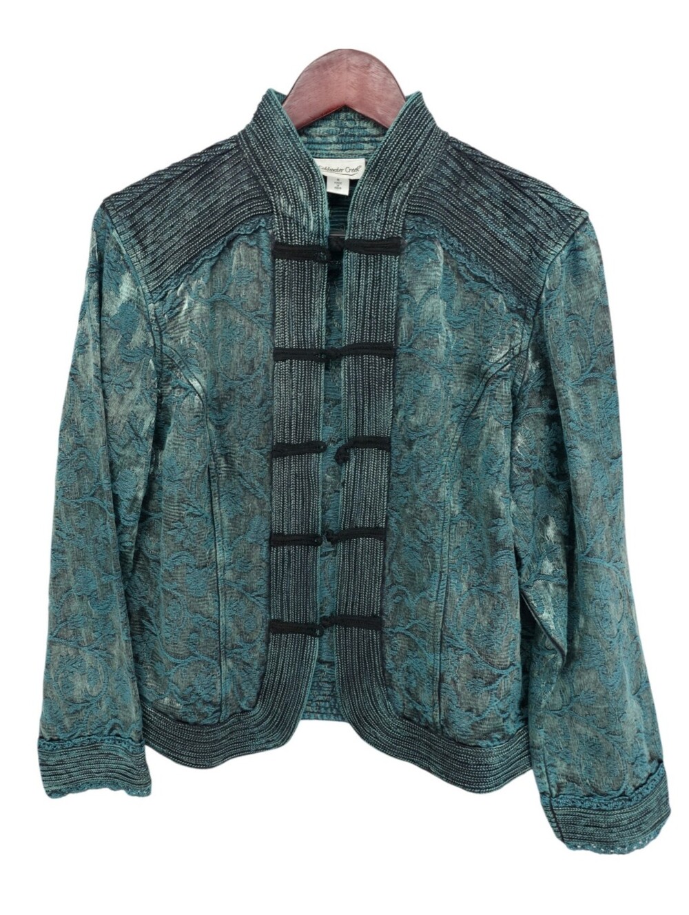 Teal Tapestry Jewel Tone Toggle Jacket Textured Jacquard Coldwater Creek Size S